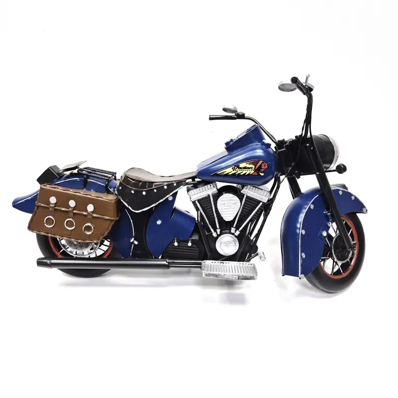 Motocicleta epoca, albastra, din metal, model 12-17